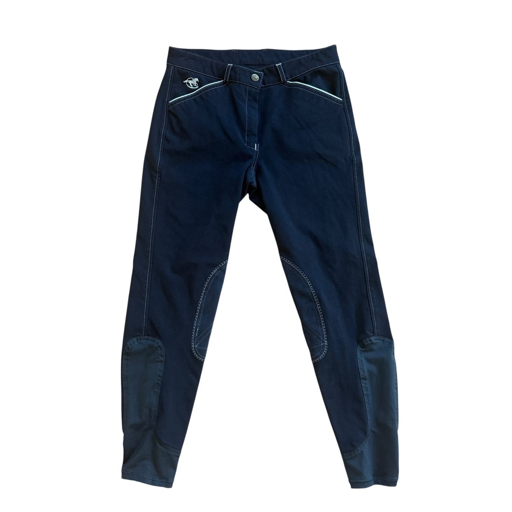 Piper SmartPak Navy‎ Blue Knee Patch Equestrian Riding Breeches Womens 28R